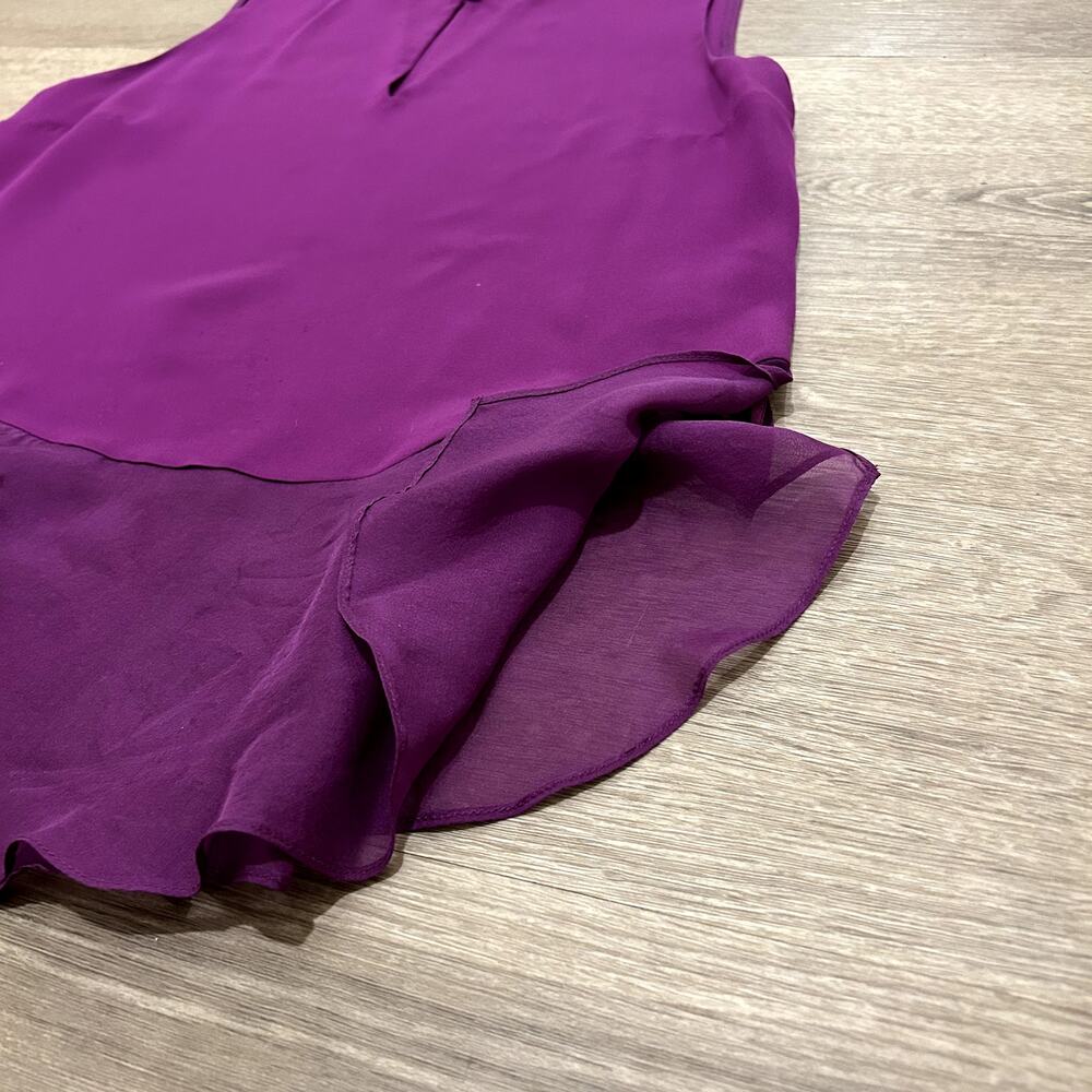 Alexandrie Silk Sleeveless Ruffle Tank Peplum Top Purple Amethyst P (XS) - Picture 4 of 14